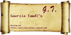 Gavrila Tamás névjegykártya